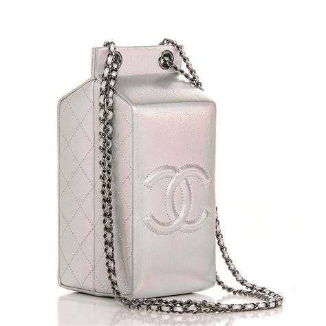 chanel milk carton bag silver|CHANEL Metallic Goatskin Lait de Coco Milk Carton Bag Silver .